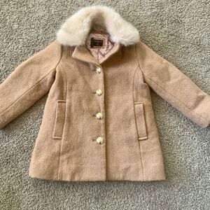 Crewcuts Tan Pea Coat with Faux Fur Collar